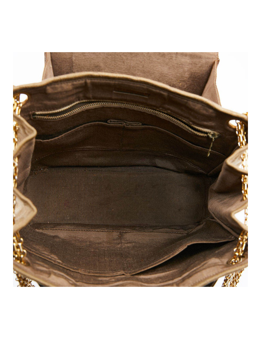 Sac CHANEL toile et cuir beige Vintage