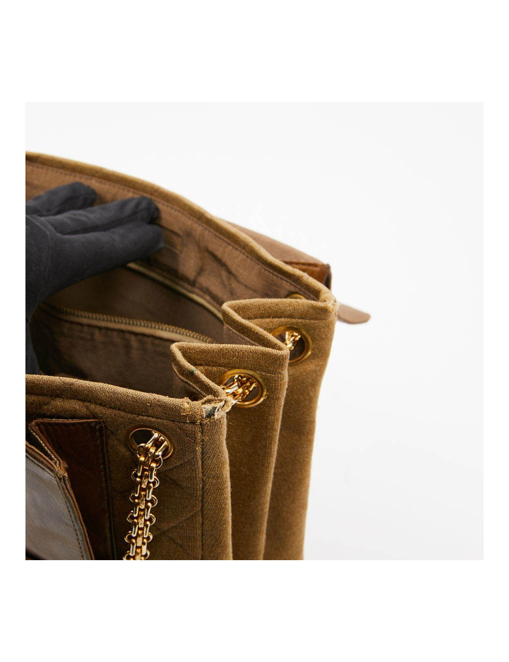 Sac CHANEL toile et cuir beige Vintage