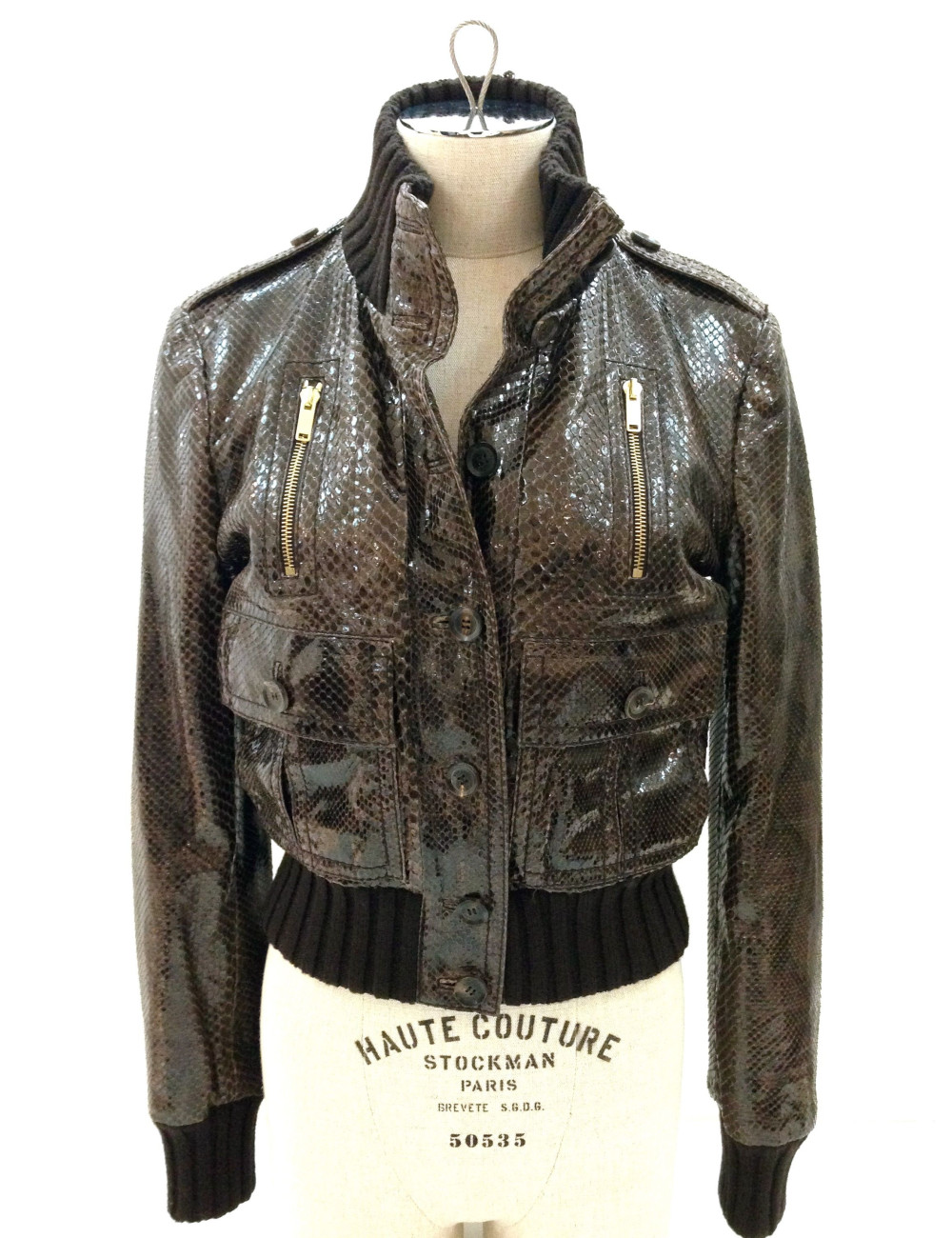 Blouson GUCCI en python marron T 