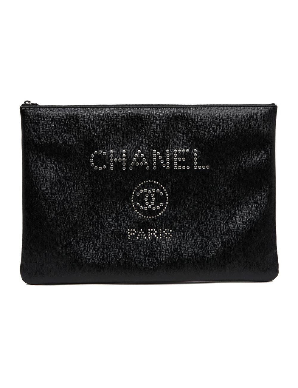 Pochette CHANEL en cuir noir