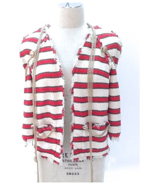 Veste CHANEL en tweed et chaînes T 36