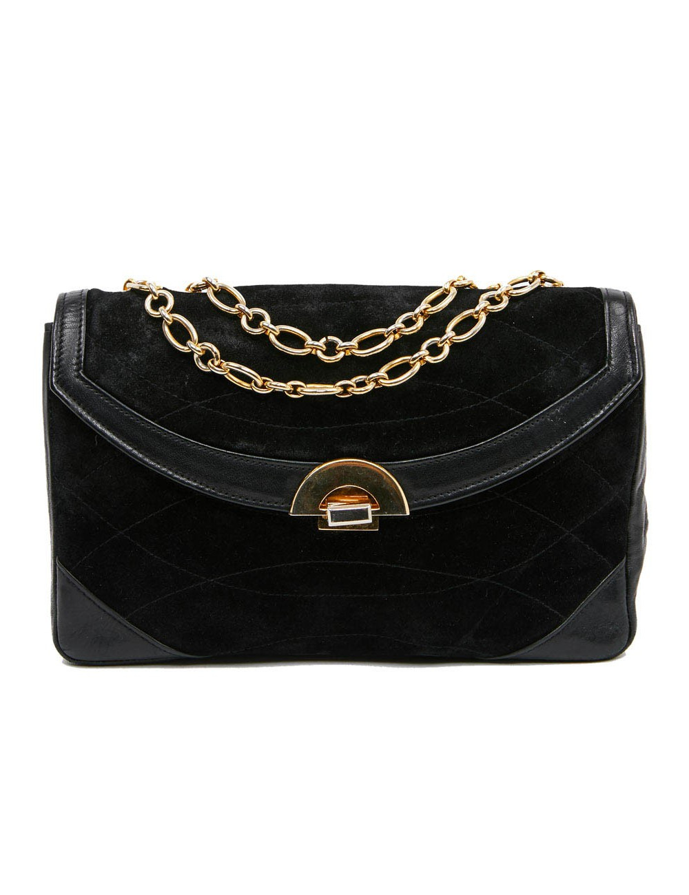 Sac CHANEL Vintage en daim et cuir noir