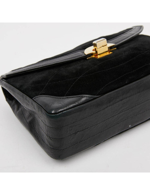 Sac CHANEL Vintage en daim et cuir noir