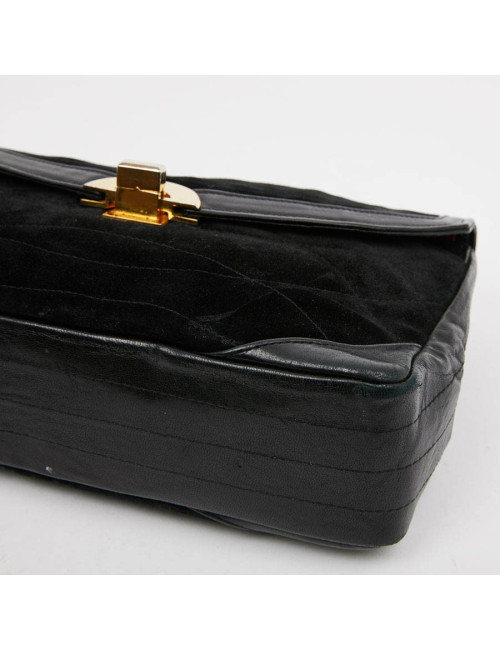 Sac CHANEL Vintage en daim et cuir noir