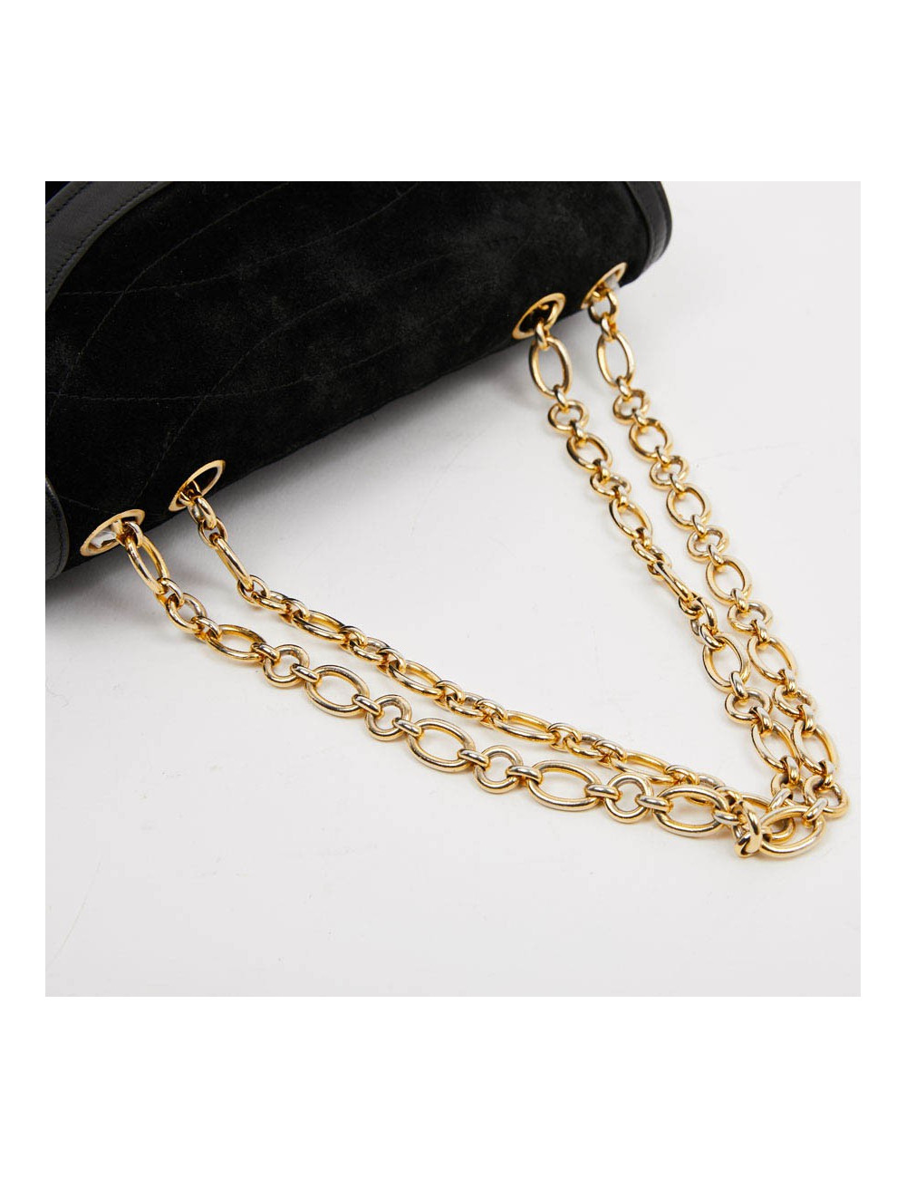 Sac CHANEL Vintage en daim et cuir noir