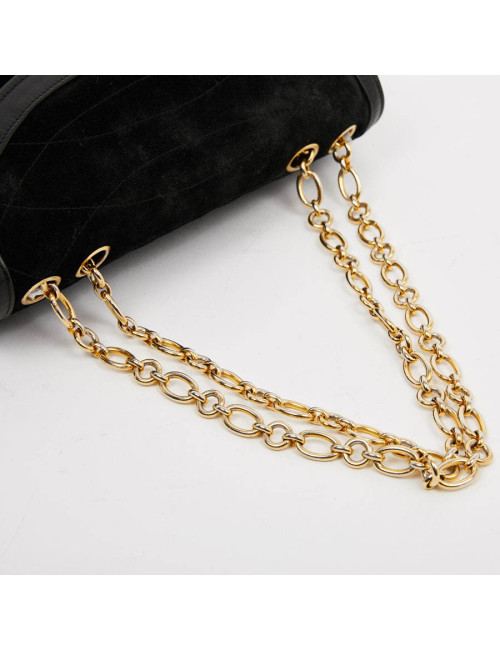 Sac CHANEL Vintage en daim et cuir noir