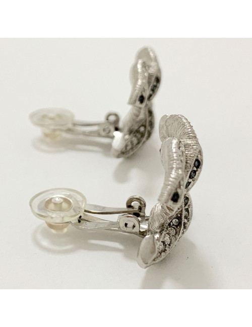 Clip CHANEL CC strass argenté