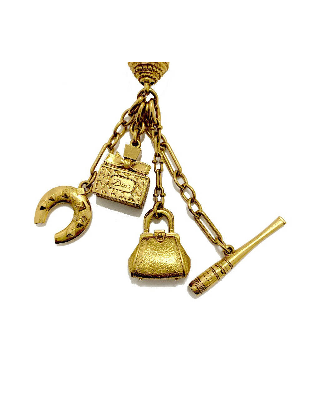 Long sautoir CHRISTIAN DIOR multi chaines et breloques dorées