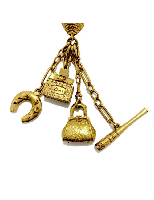 Sautoir CHRISTIAN DIOR multi chaines et breloques dorées