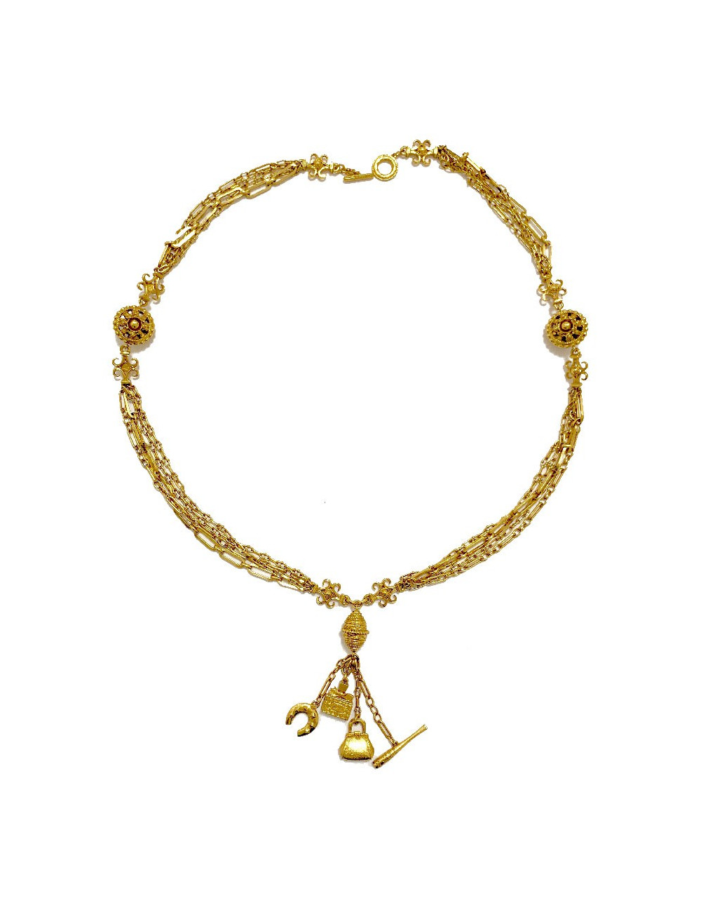 Long sautoir CHRISTIAN DIOR multi chaines et breloques dorées