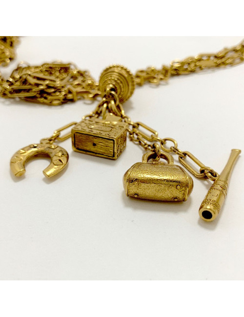 Sautoir CHRISTIAN DIOR multi chaines et breloques dorées