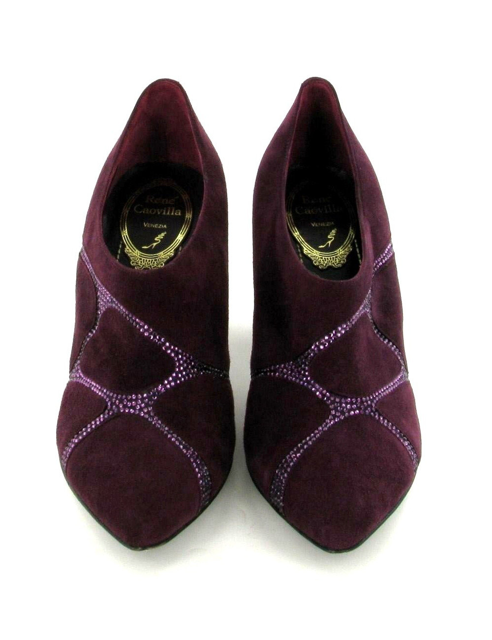 Low Boots René Caovilla T 36 en daim et strass de couleur prune