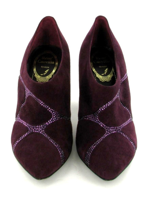 Low Boots René Caovilla T 36 en daim et strass de couleur prune