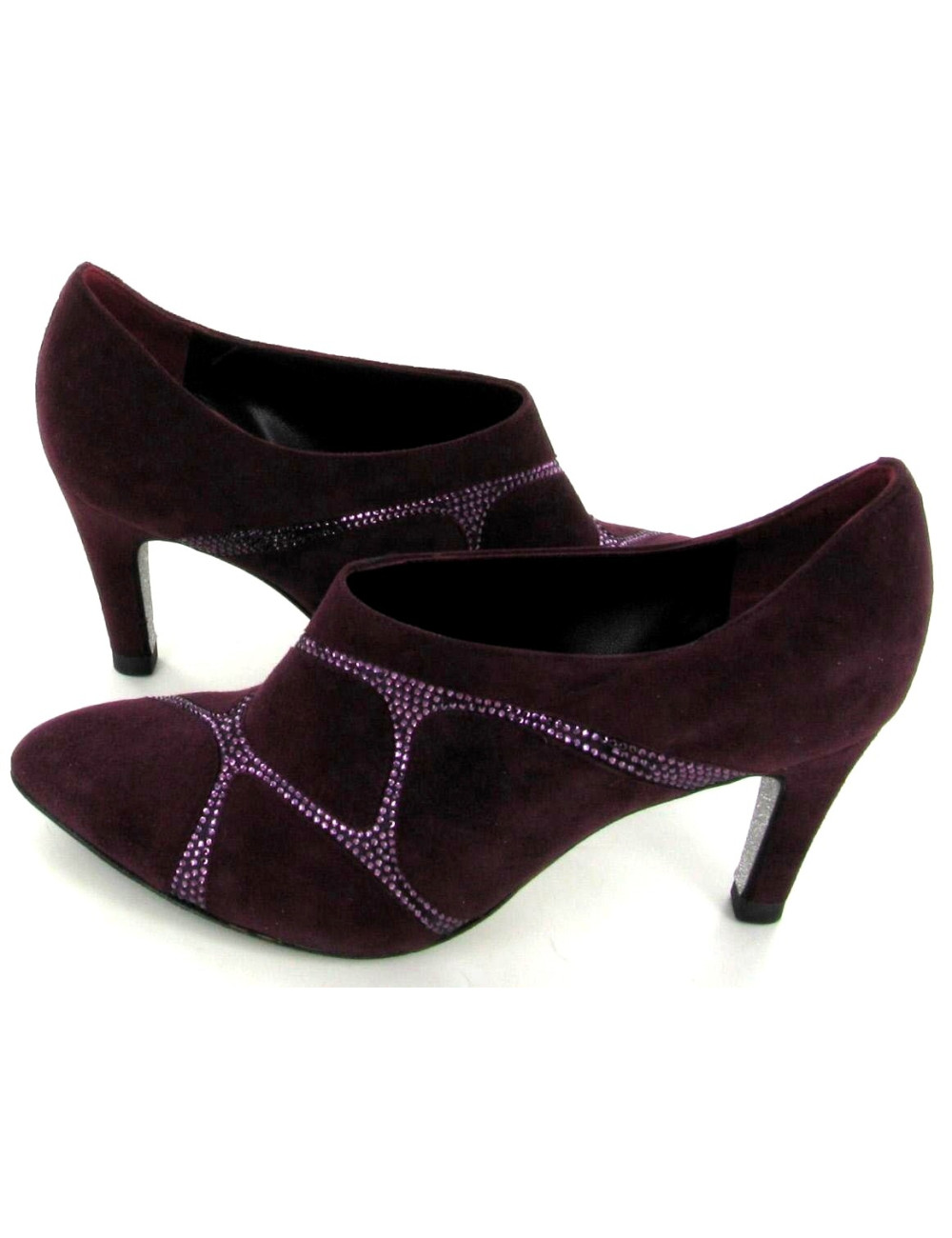 Low Boots René Caovilla T 36 en daim et strass de couleur prune