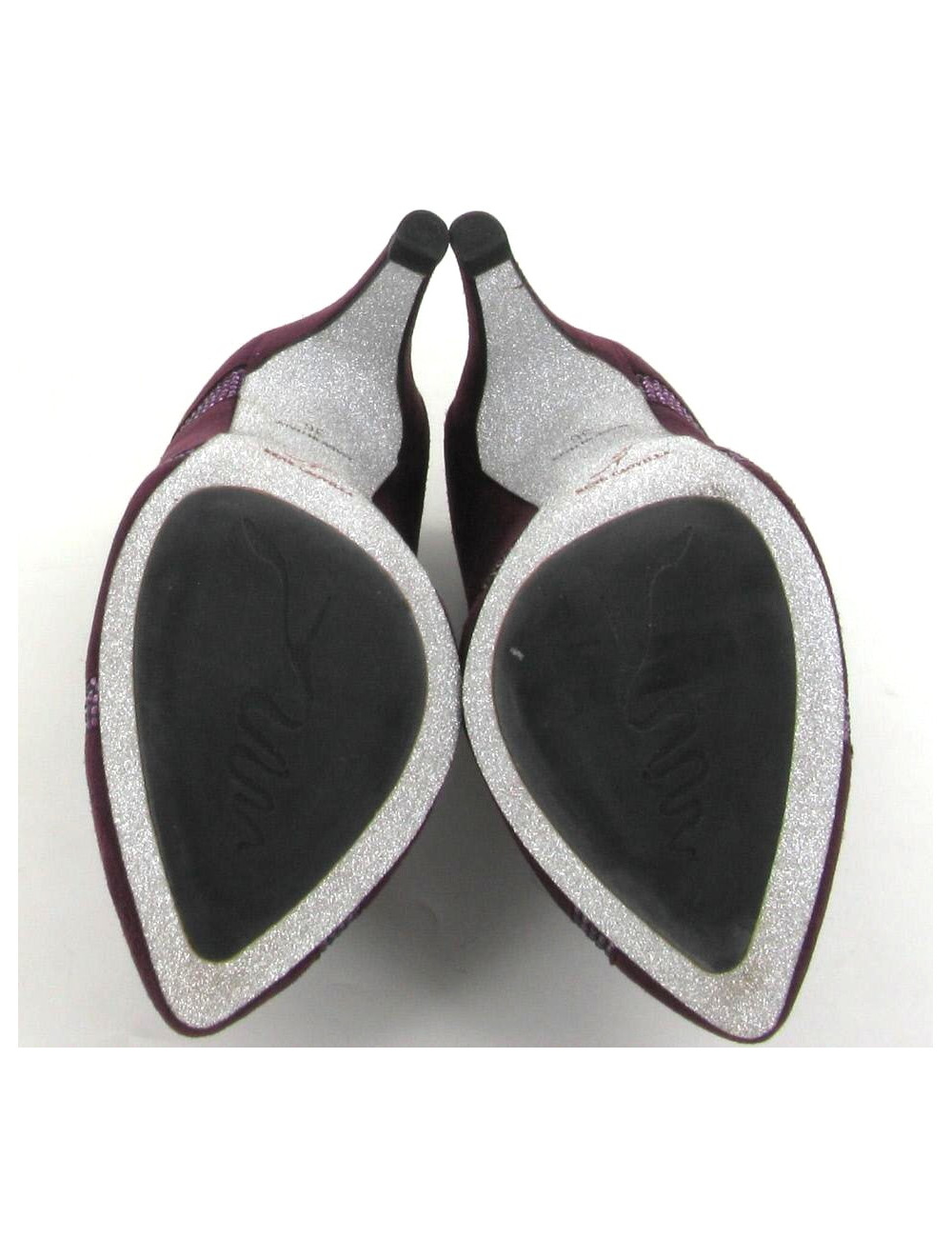 Low Boots René Caovilla T 36 en daim et strass de couleur prune