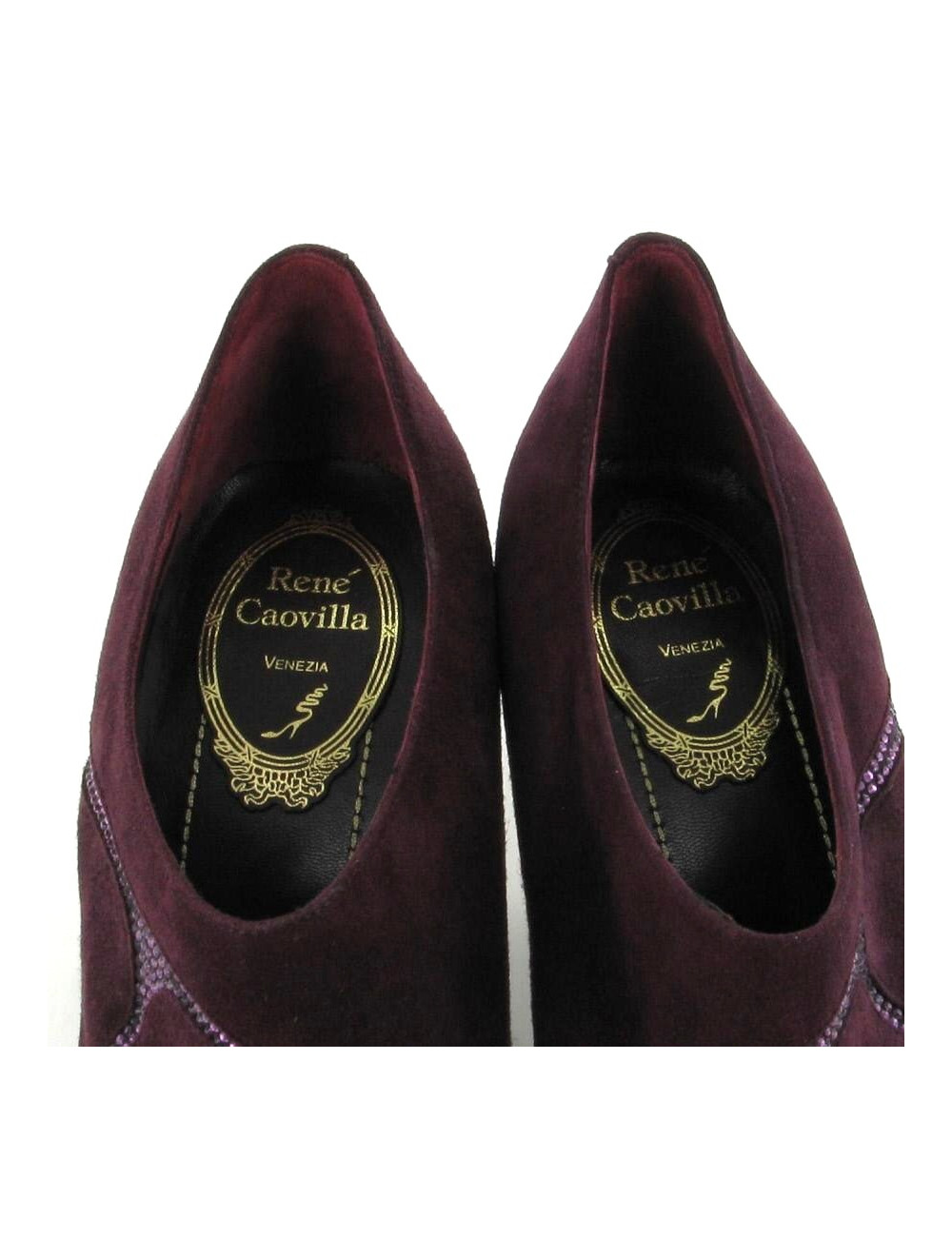 Low Boots René Caovilla T 36 en daim et strass de couleur prune