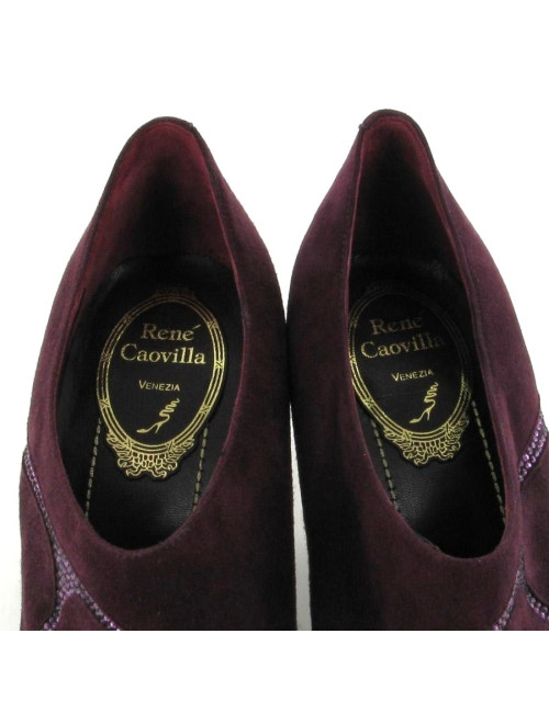 Low Boots René Caovilla T 36 en daim et strass de couleur prune