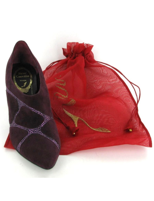 Low Boots René Caovilla T 36 en daim et strass de couleur prune