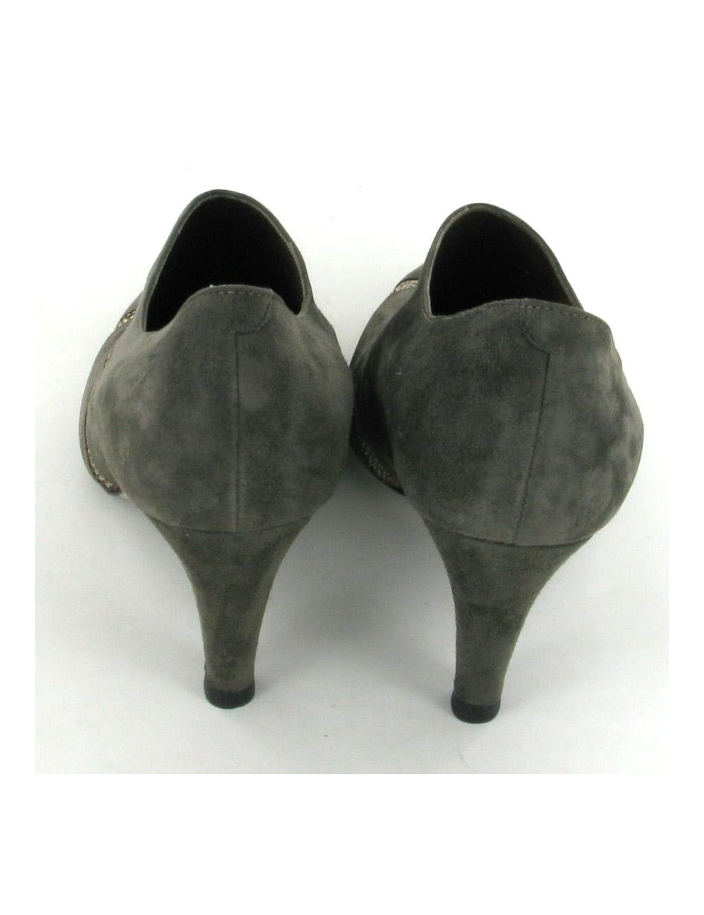 Boots René Caovilla en daim gris et strass dorés T 36