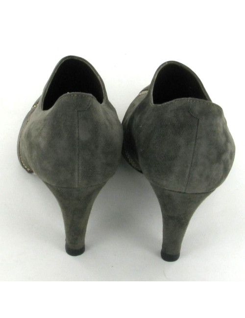 Boots René Caovilla en daim gris et strass dorés T 36