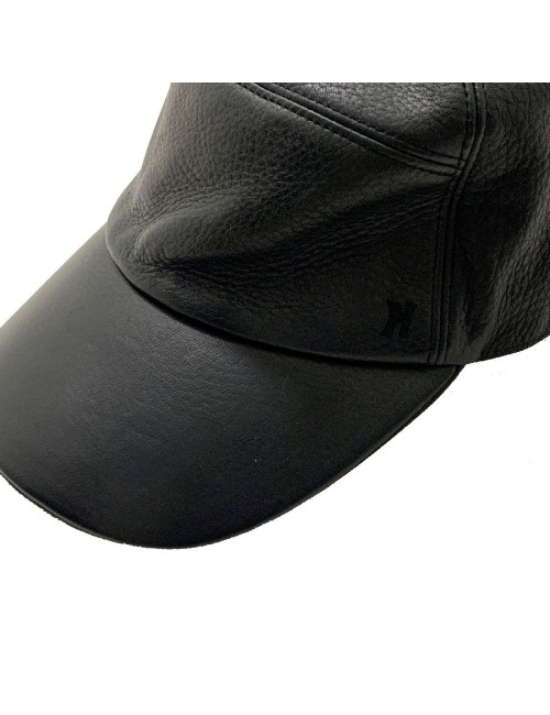 Casquette en cuir noir HERMES T57