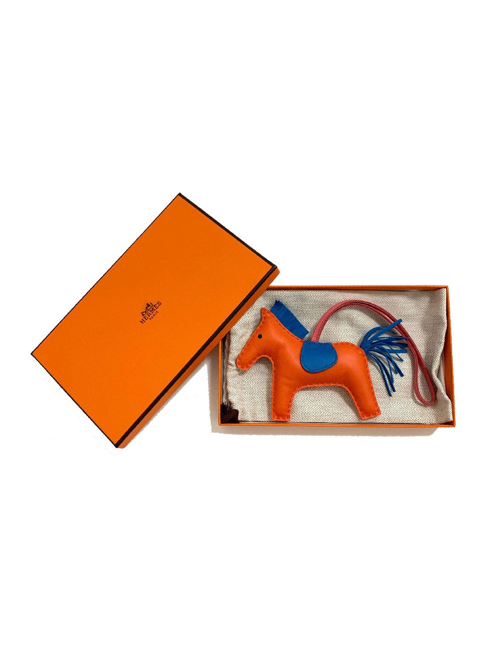 Charm HERMES Rodéo en cuir d'agneau orange
