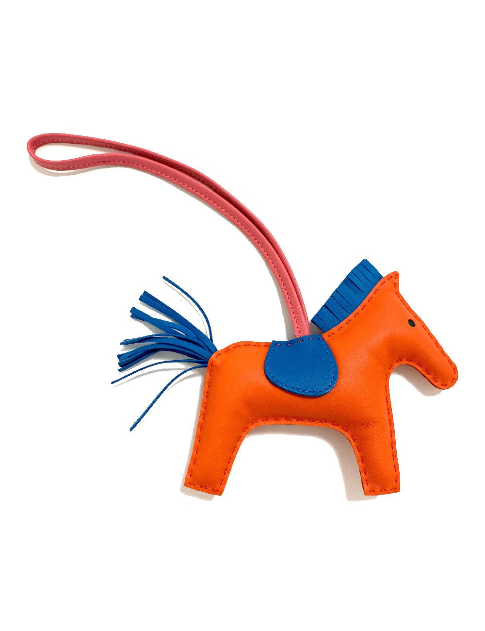 Charm HERMES Rodéo en cuir d'agneau orange