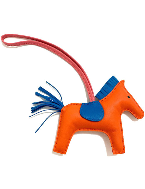 Charm HERMES Rodéo en cuir d'agneau orange