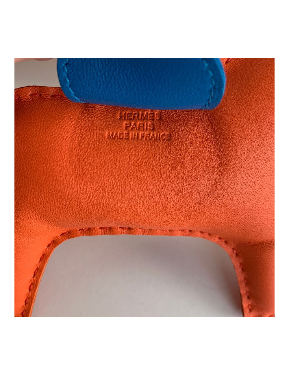 Charm HERMES Rodéo en cuir d'agneau orange