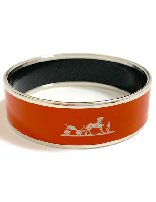 Bracelet HERMES émail orange modèle calèche