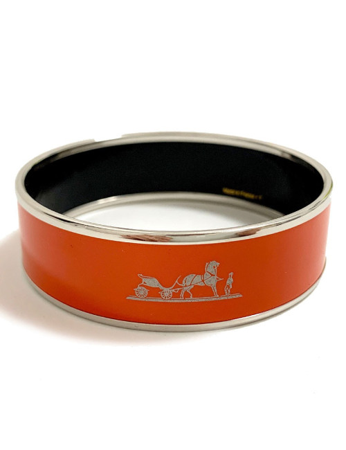 Bracelet HERMES émail orange modèle calèche