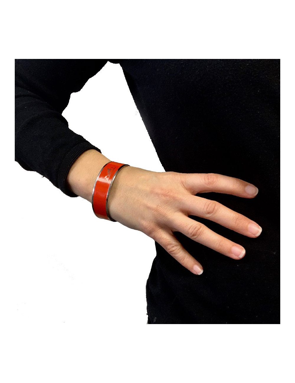 Bracelet HERMES émail orange modèle calèche