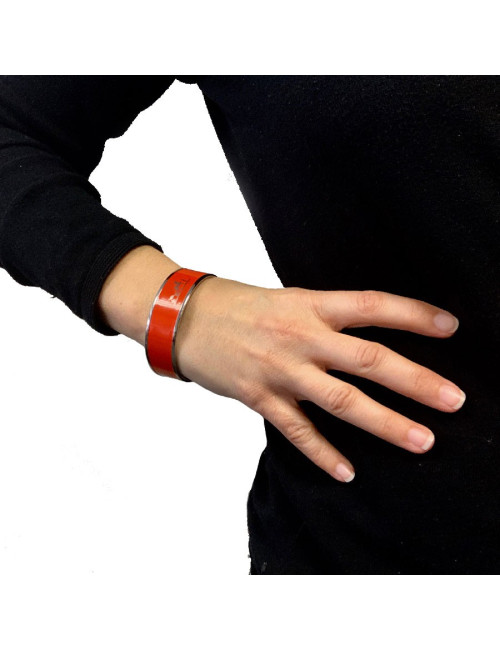 Bracelet HERMES émail orange modèle calèche