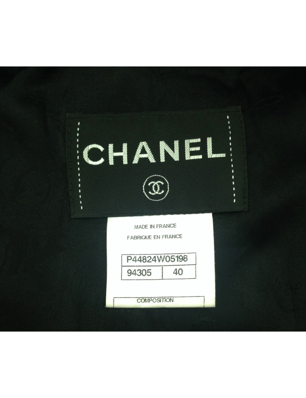 Veste CHANEL longue noire en tweed T 40