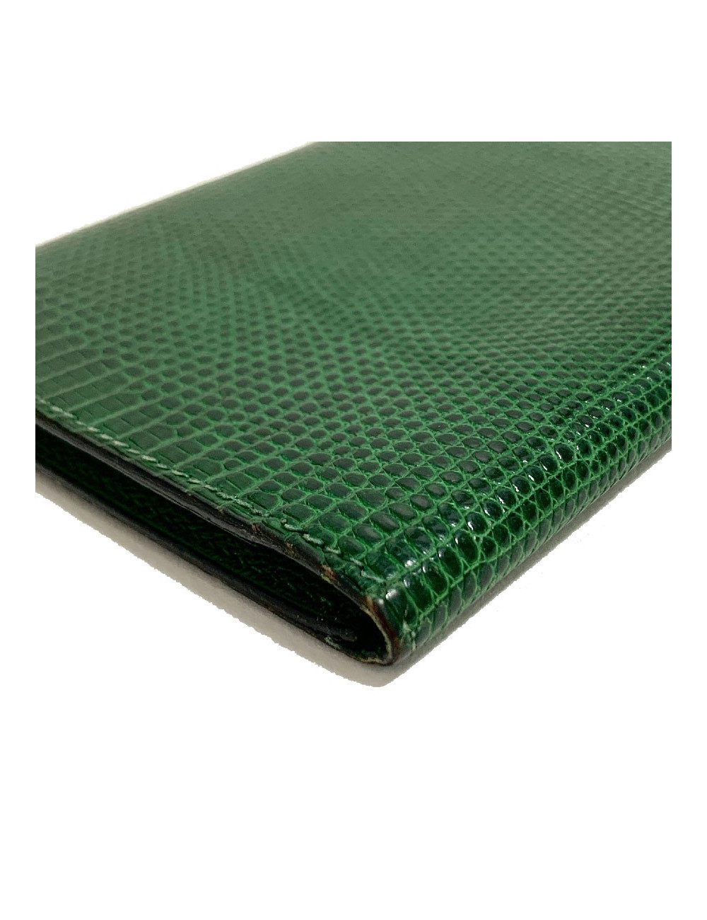 Portefeuille HERMES en lezard vert Vintage