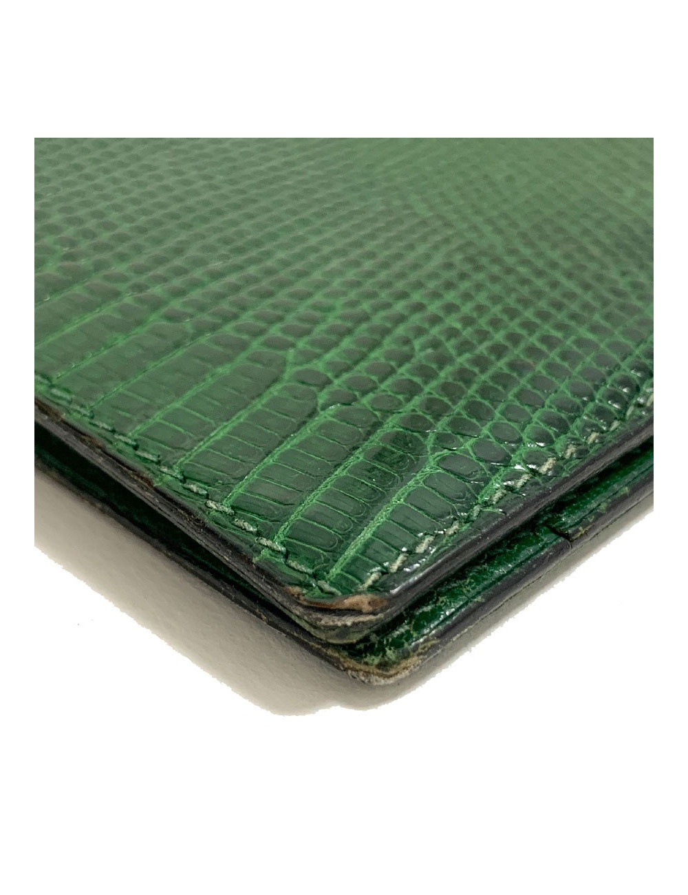 Portefeuille HERMES lézard vert vintage
