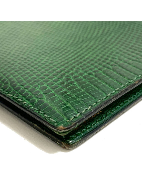 Portefeuille HERMES lézard vert vintage
