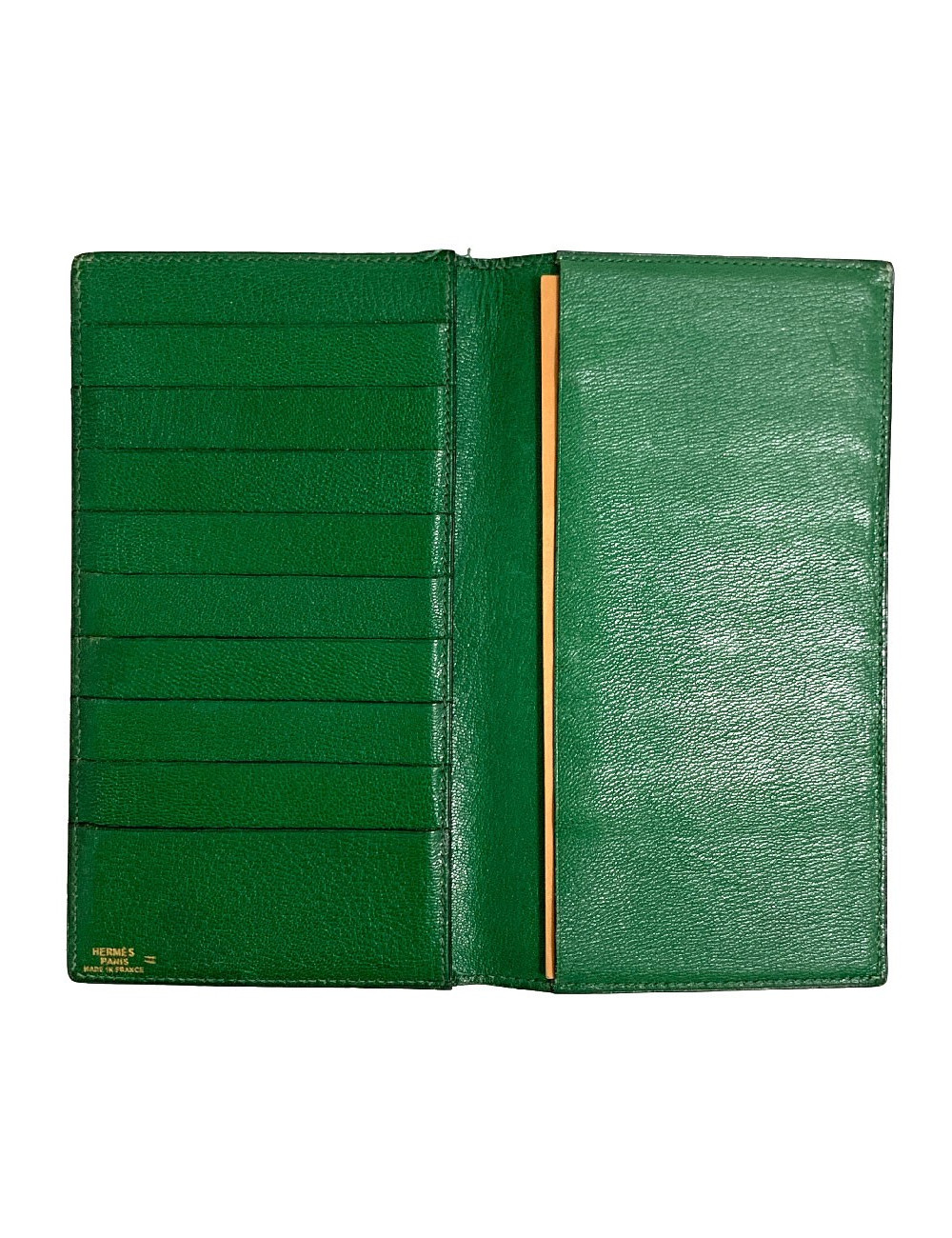 Portefeuille HERMES en lezard vert Vintage