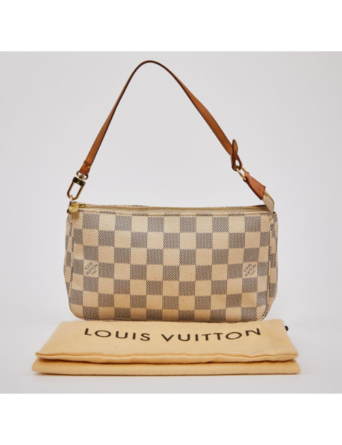 Mini sac LOUIS VUITTON toile damier beige et bleu