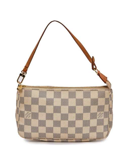 Mini sac LOUIS VUITTON toile damier beige et bleu