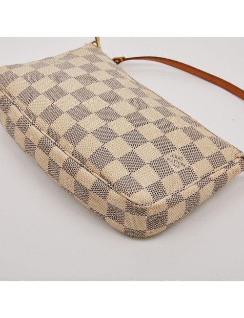Mini sac LOUIS VUITTON toile damier beige et bleu