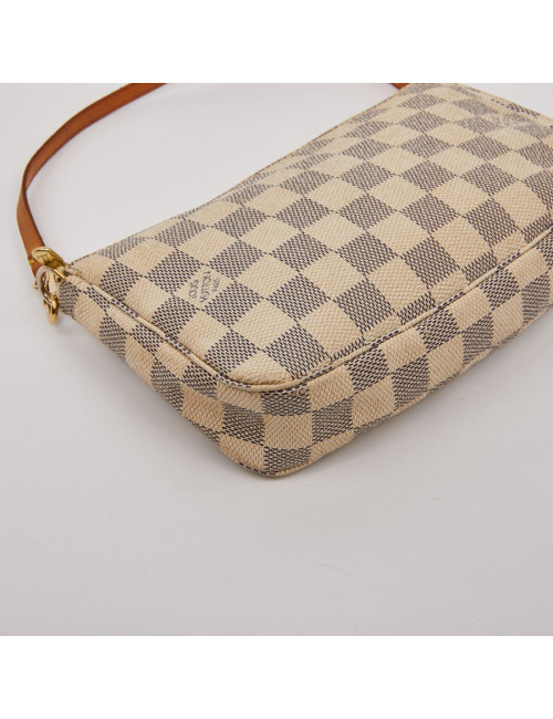Mini sac LOUIS VUITTON toile damier beige et bleu