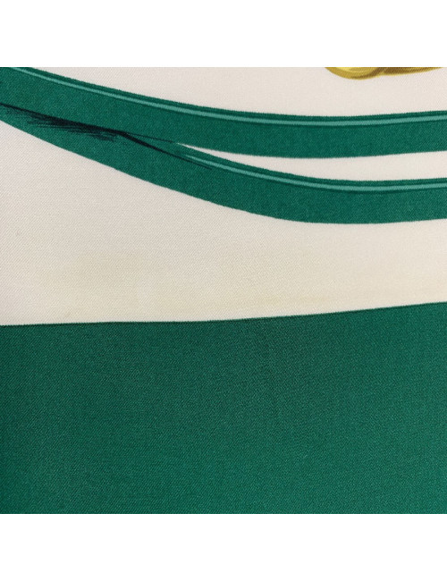 Carré HERMES Brides de Gala vert et blanc en soie