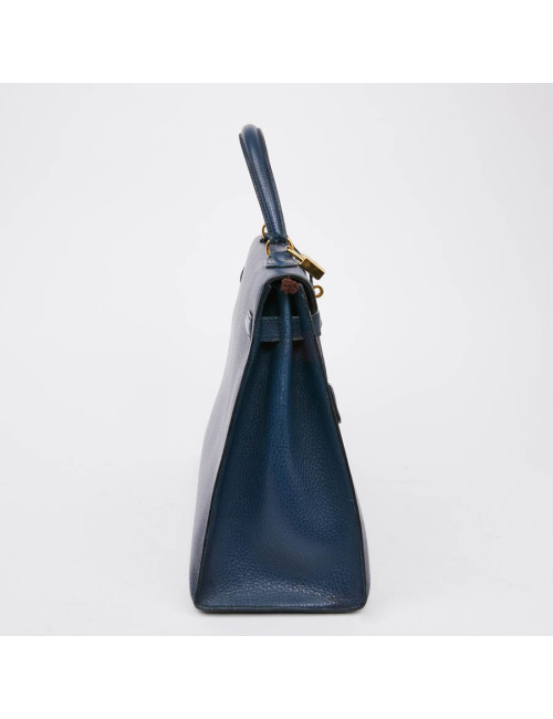 Kelly 35 sellier HERMES cuir  bleu de Prusse 