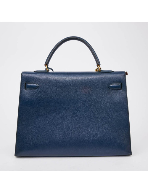 Kelly 35 sellier HERMES cuir  bleu de Prusse 