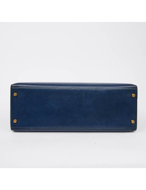 Kelly 35 sellier HERMES cuir  bleu de Prusse 