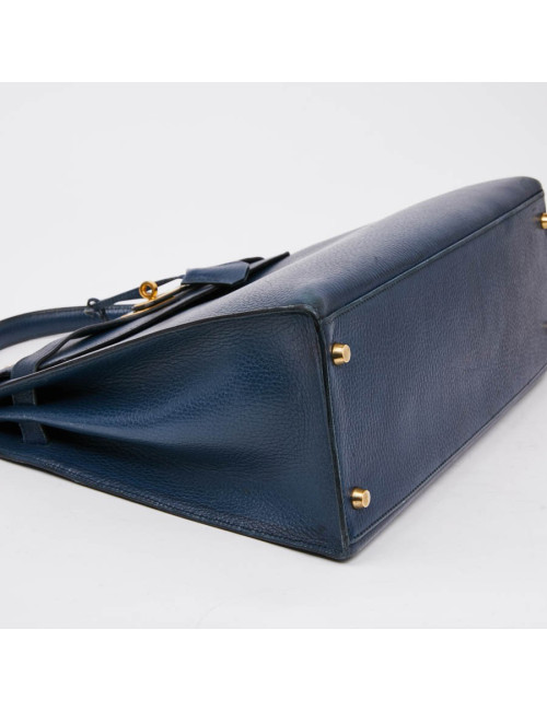 Kelly 35 sellier HERMES cuir  bleu de Prusse 