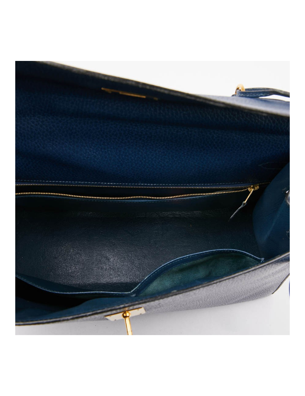 Kelly 35 sellier HERMES cuir  bleu de Prusse 