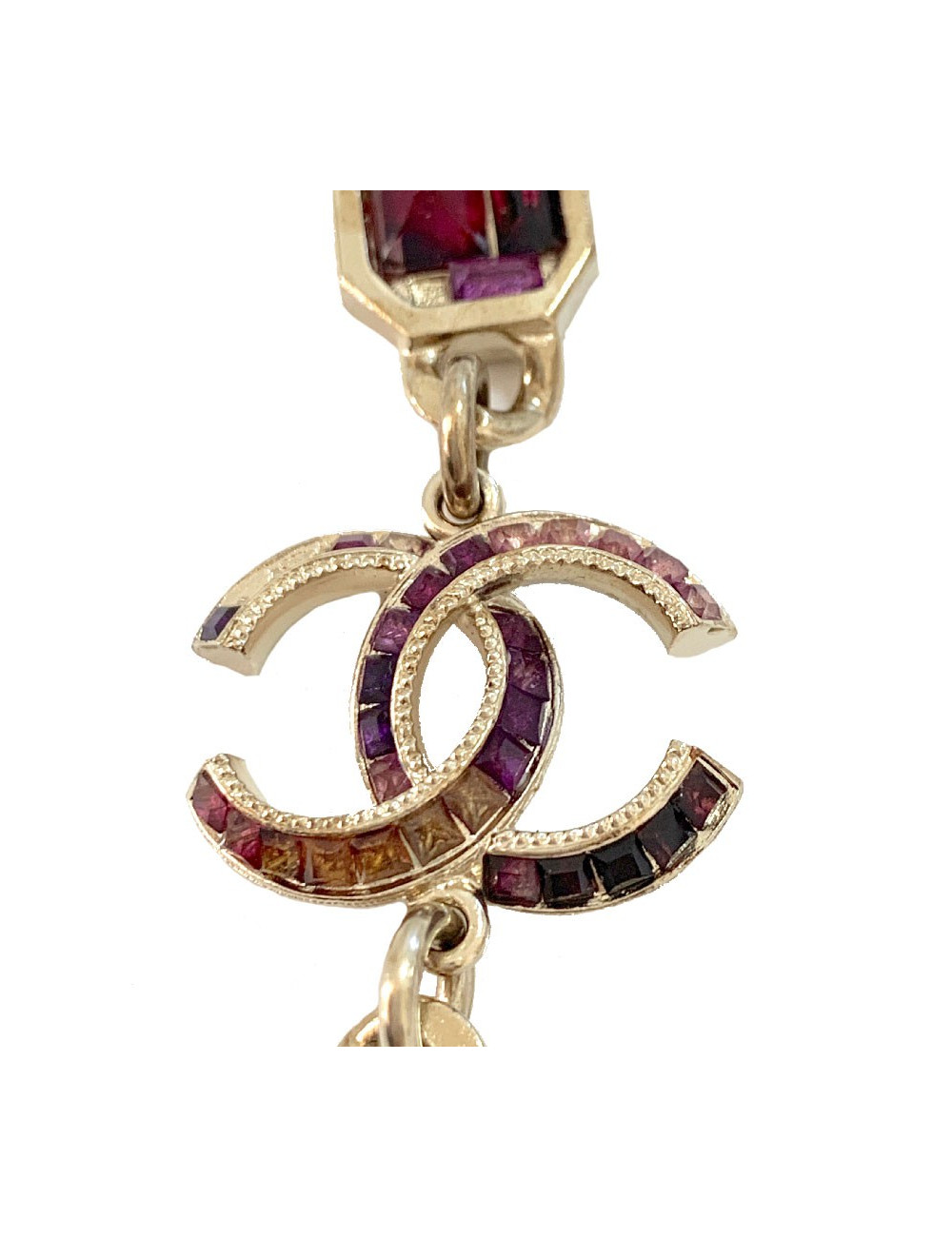 Sautoir CHANEL métal doré et pierres 