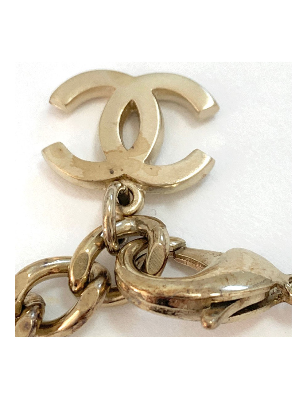 Sautoir CHANEL métal doré et pierres 